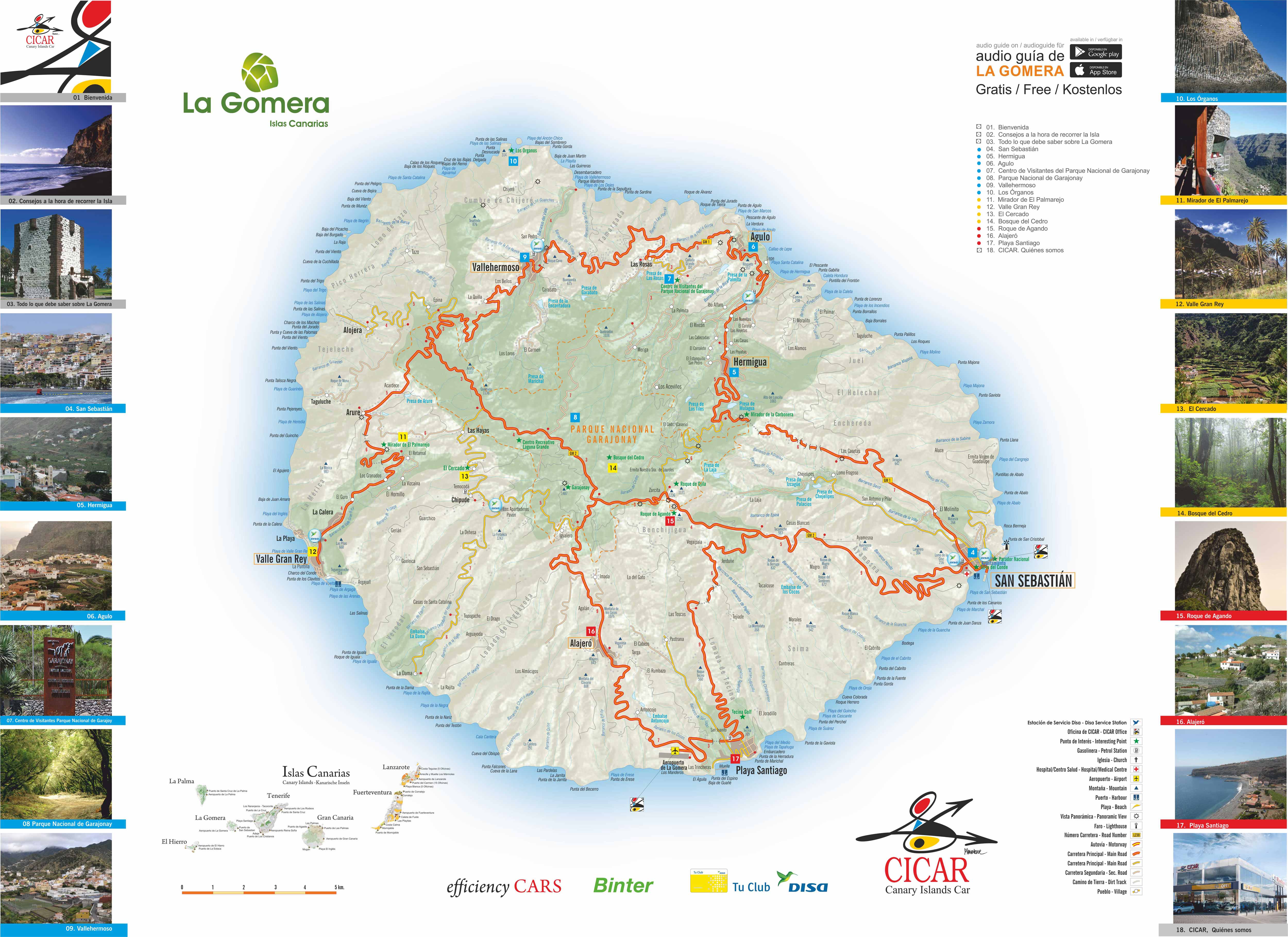 Mapa Alquiler Coches La Gomera 